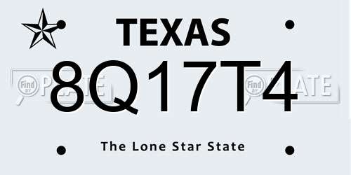 8Q17T4 Texas License Plate