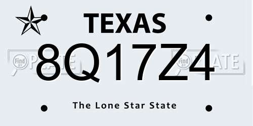 8Q17Z4 Texas License Plate