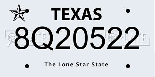 8Q20522 Texas License Plate
