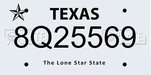8Q25569 Texas License Plate