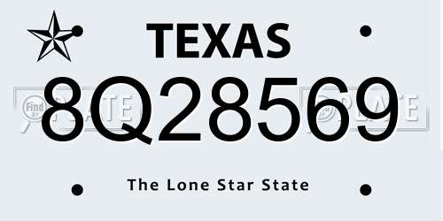 8Q28569 Texas License Plate