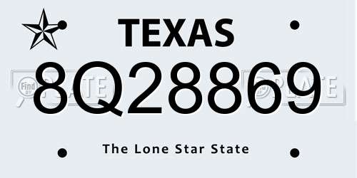 8Q28869 Texas License Plate