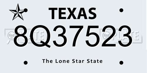 8Q37523 Texas License Plate