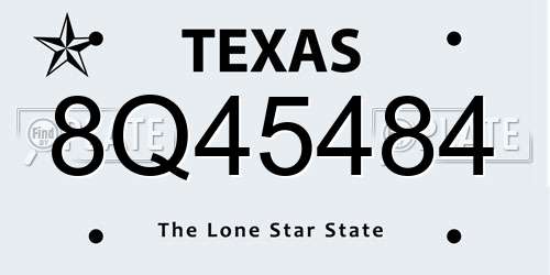 8Q45484 Texas License Plate