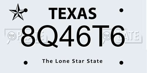 8Q46T6 Texas License Plate