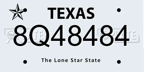 8Q48484 Texas License Plate