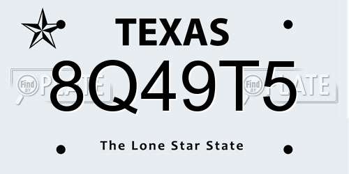 8Q49T5 Texas License Plate