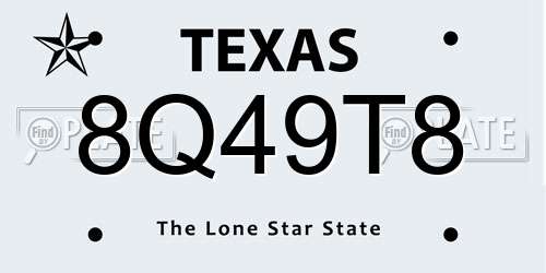 8Q49T8 Texas License Plate