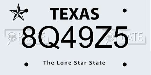 8Q49Z5 Texas License Plate