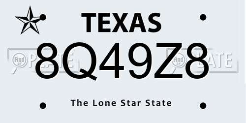 8Q49Z8 Texas License Plate