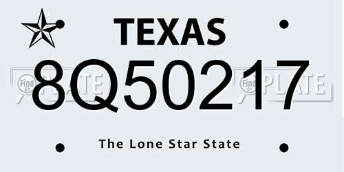 8Q50217 Texas License Plate