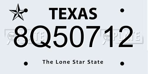 8Q50712 Texas License Plate