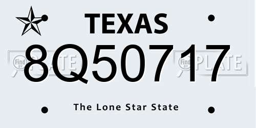 8Q50717 Texas License Plate