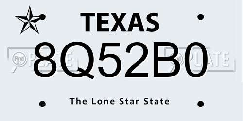 8Q52B0 Texas License Plate