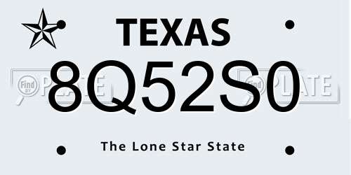 8Q52S0 Texas License Plate