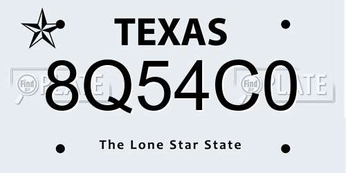 8Q54C0 Texas License Plate