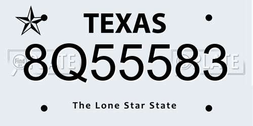 8Q55583 Texas License Plate