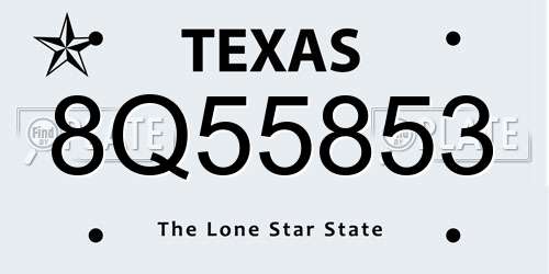 8Q55853 Texas License Plate