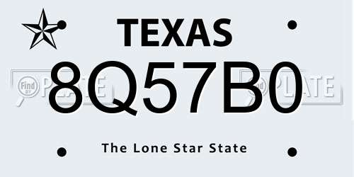8Q57B0 Texas License Plate