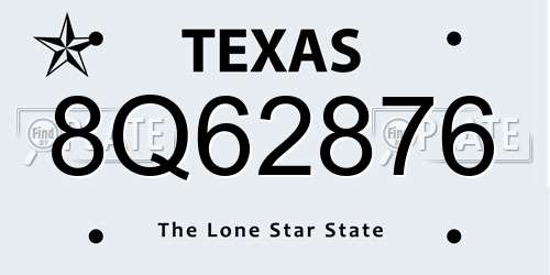 8Q62876 Texas License Plate