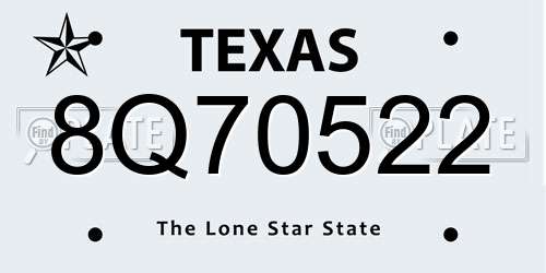 8Q70522 Texas License Plate
