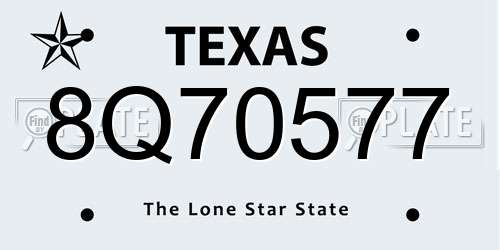 8Q70577 Texas License Plate
