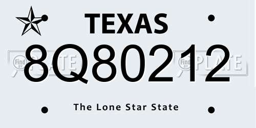 8Q80212 Texas License Plate