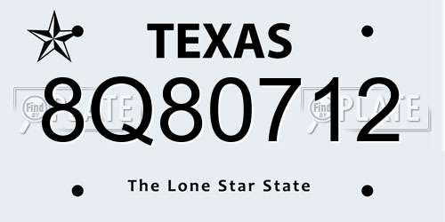 8Q80712 Texas License Plate