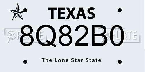 8Q82B0 Texas License Plate