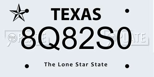 8Q82S0 Texas License Plate
