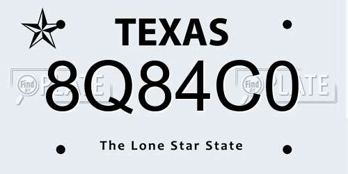8Q84C0 Texas License Plate
