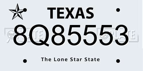 8Q85553 Texas License Plate