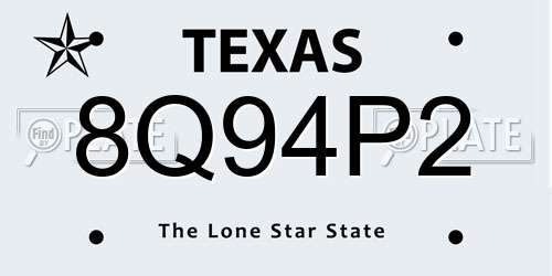 8Q94P2 Texas License Plate