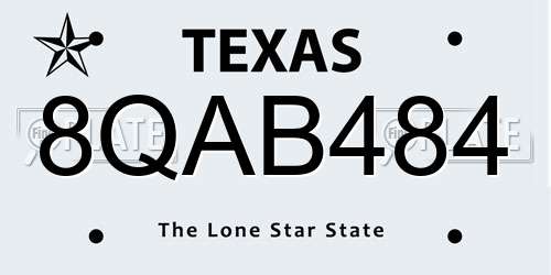 8QAB484 Texas License Plate