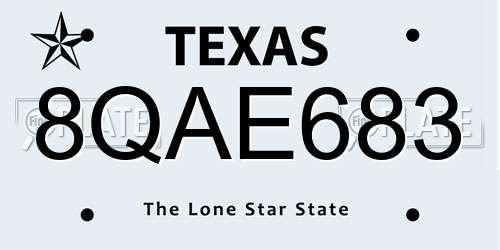 8QAE683 Texas License Plate