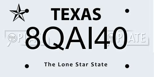 8QAI40 Texas License Plate