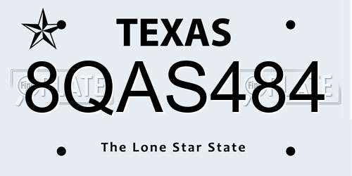 8QAS484 Texas License Plate