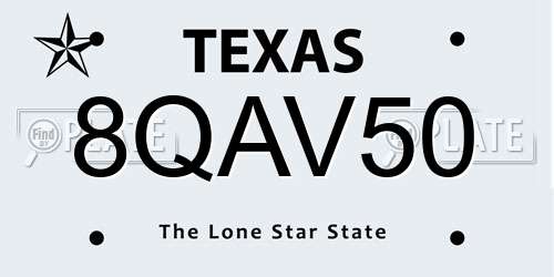 8QAV50 Texas License Plate