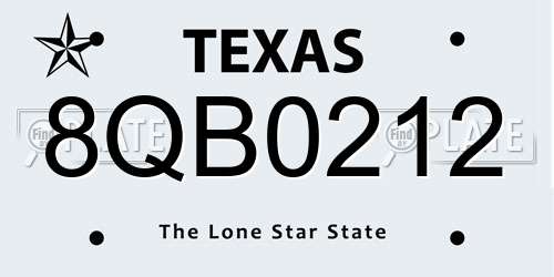 8QB0212 Texas License Plate