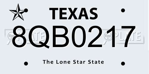 8QB0217 Texas License Plate