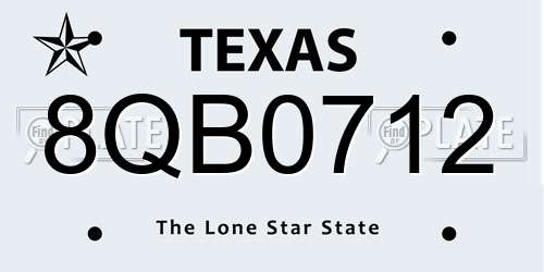 8QB0712 Texas License Plate