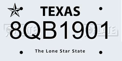 8QB1901 Texas License Plate