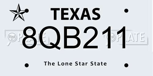 8QB211 Texas License Plate
