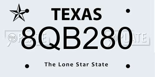 8QB280 Texas License Plate