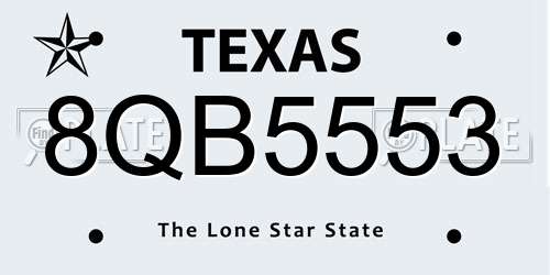 8QB5553 Texas License Plate