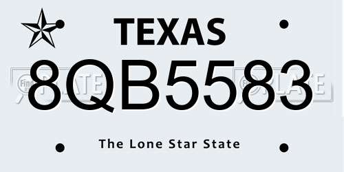8QB5583 Texas License Plate