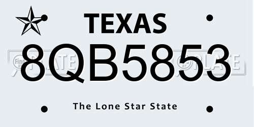 8QB5853 Texas License Plate
