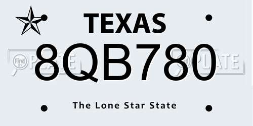8QB780 Texas License Plate