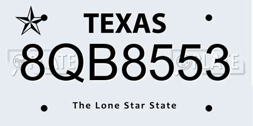 8QB8553 Texas License Plate