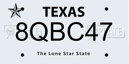 8QBC47 Texas License Plate